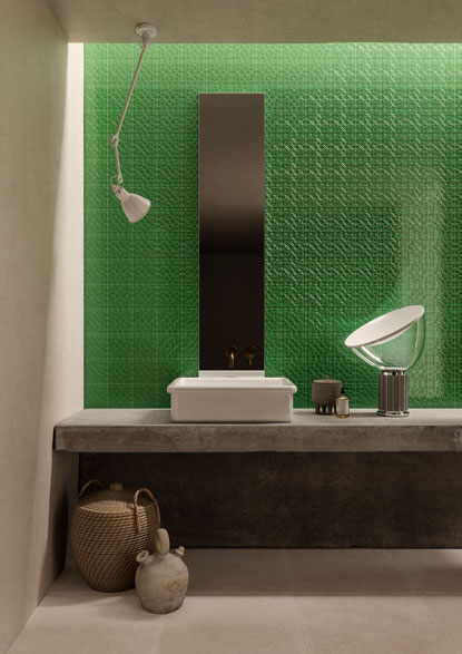 bathroom green wall